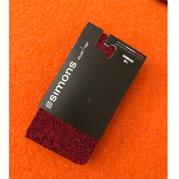 Burgundy wine red baroque arabesque tights made in Italy NWT - Picture 3 of 4